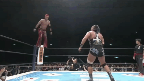 Wrestling Match In Ring With Referee GIF