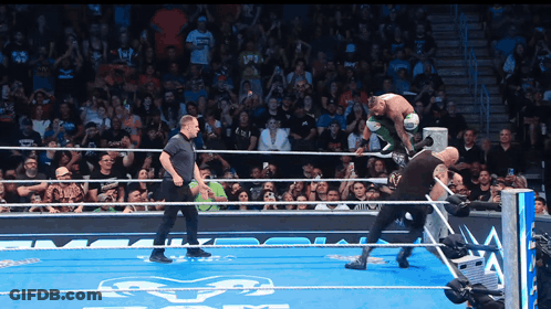 Wrestling Match Smackdown On Blue Mat GIF