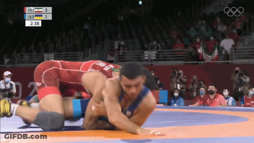 Wrestling Match Ukraine Vs Iran On TV GIF