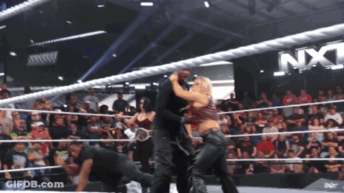 Wrestling Match Under NXT Banner GIF