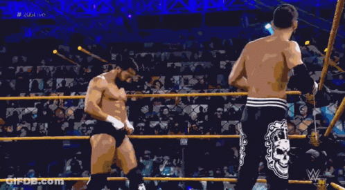 Wrestling Match With W Logo GIF