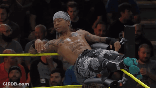 Wrestling Ring Man With Bandana Smiling Down GIF