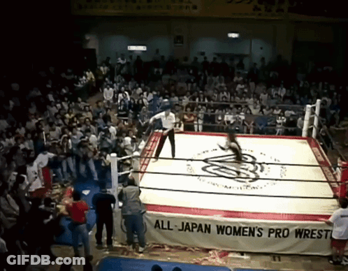 Wrestling Ring With All Japan Women's Pro Wrestling Banner GIF