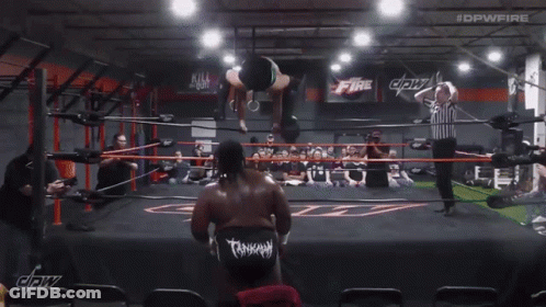 Wrestling Ring With DPW Fire Sign GIF