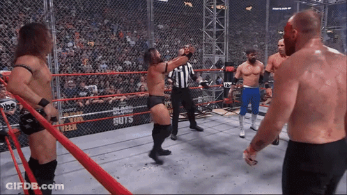 Wrestling Ring With Fence Saying Blood Nuts GIF