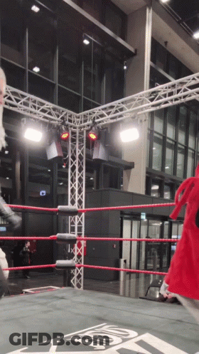 Wrestling Ring With Red Ring And USF Sign GIF
