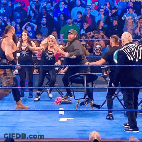 Wrestling Ring With Referee In Black Shirt Saying The Next Thing GIF