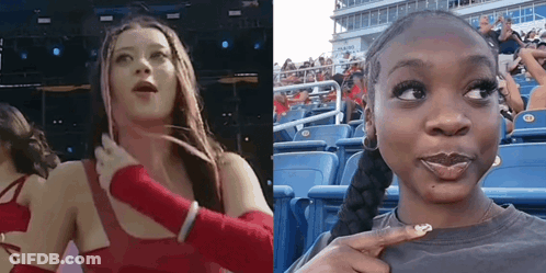 Wrestling Ring Woman And Stadium Woman With Funny Face GIF