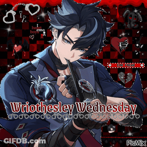 Wriothesley Wednesday Poster Man With Knife GIF