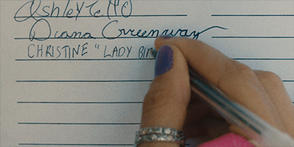 Writing Lady Bird GIF