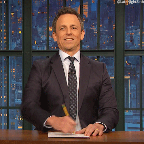 Writing Seth Meyers GIF