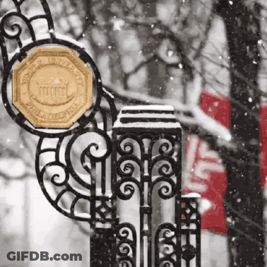 Wrought Iron Fence With Duke University Philadelphia Sign GIF