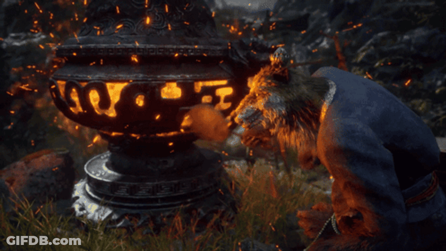 Wukong Fire Pot Fanning GIF