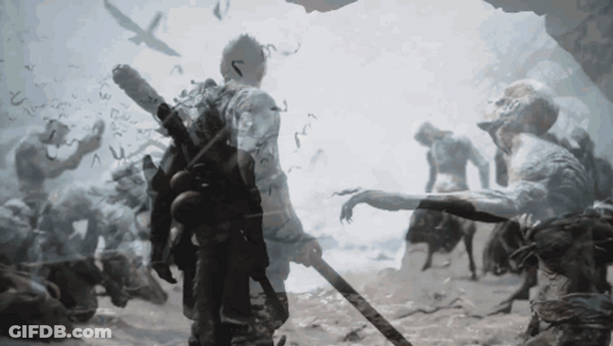 Wukong Walking Through Frozen Army GIF