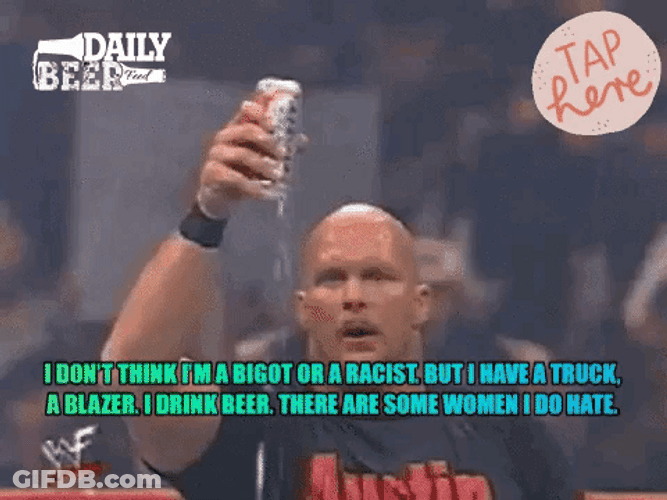 WWE Austin Cold Beer Chug Show Drinking Alcohol GIF