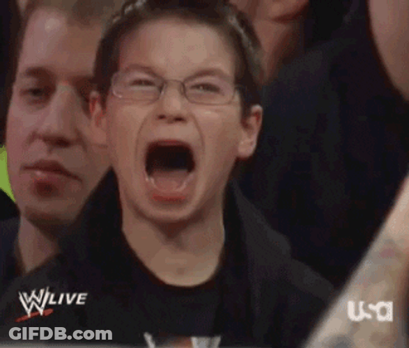 WWE Kid Fan Scream Reaction GIF