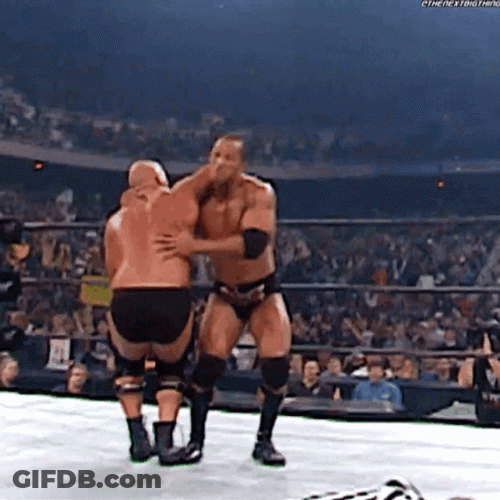 WWE The Rock Body Slam Steve Austin GIF