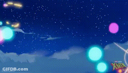 X-Men Logo On Blue Background With Lights GIF