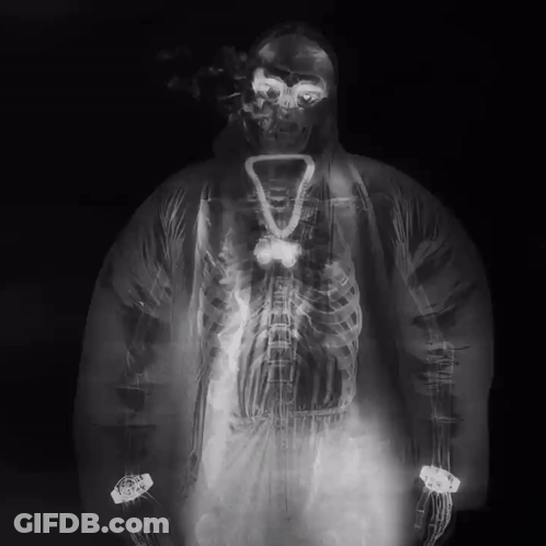 X-Ray Person Smoking Cigarette And Necklace GIF