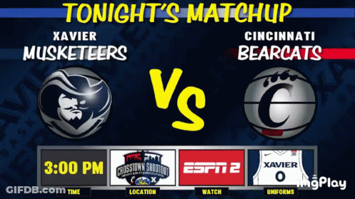 Xavier Musketeers Vs Cincinnati Bearcats Advertisement GIF