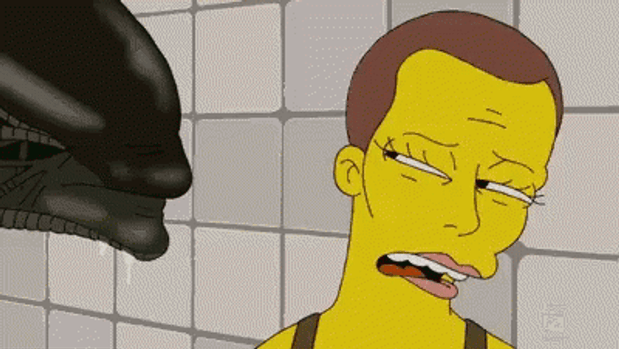 Xenomorph Kissed The Simpson Character GIF
