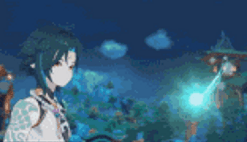 Xiao Touching A Glowing Ball GIF