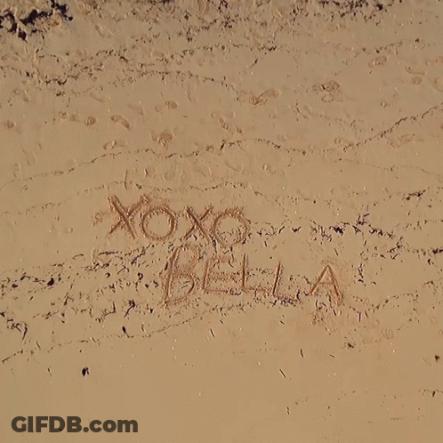 Xoxo Bella Written In The Sand On A Beach GIF