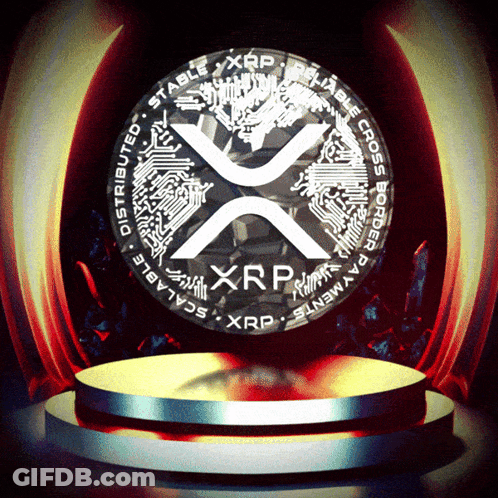 XRP Coin On Podium Red Background GIF