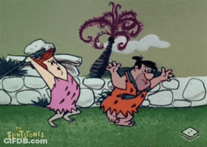 Yabba Dabba Doo Fred Flintstone Getting Attacked GIF