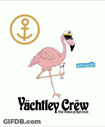 Yachtley Crew Ad Flamingo Holding Drink GIF