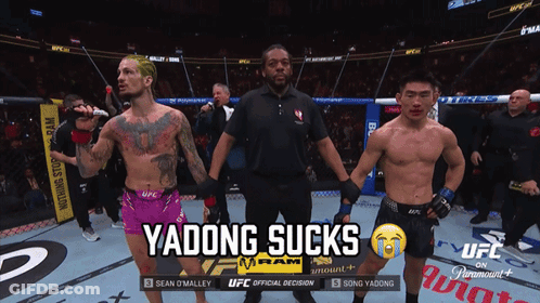 Yadong Sucks On UFC Match Screen GIF
