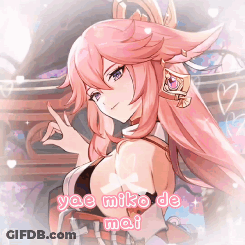 Yae Miko Girl With Pink Hair GIF