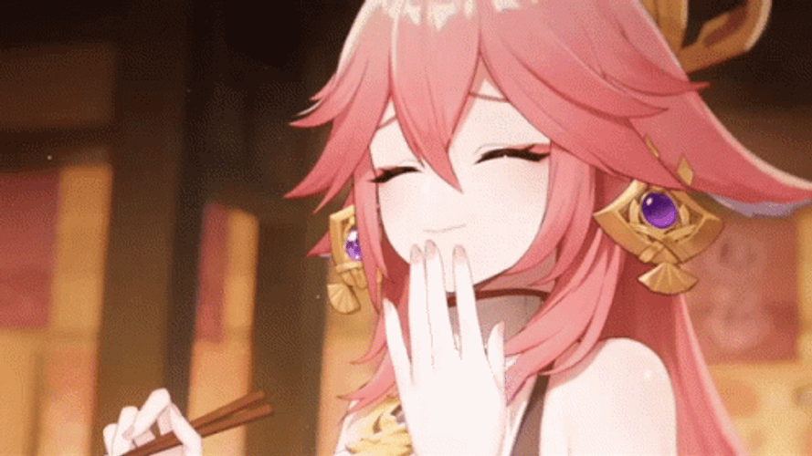 Yae Miko Happy Yum Food GIF