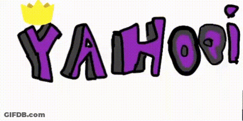 Yahoo Logo With Purple Black And Yellow Crown GIF