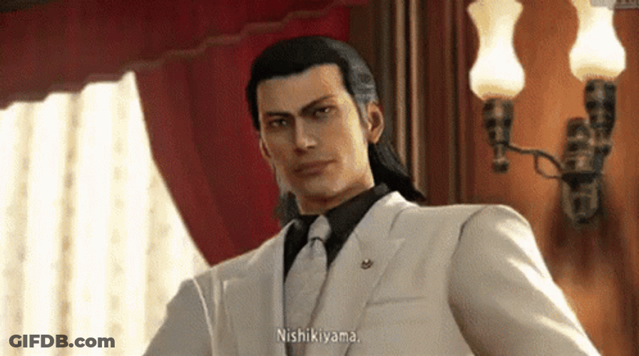 Yakuza Akira Nishikiyama Introduction Side Stare GIF