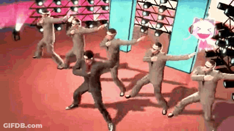 Yakuza Funny Group Dancing Synchronized GIF