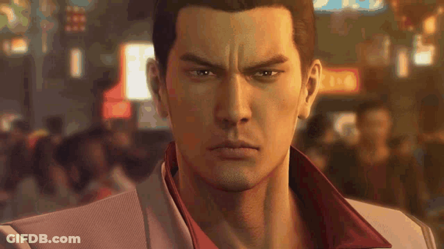 Yakuza Kazuma Kiryu Angry Face Staring GIF