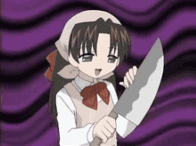 Yandere Minako Tominaga Caressing Knife GIF