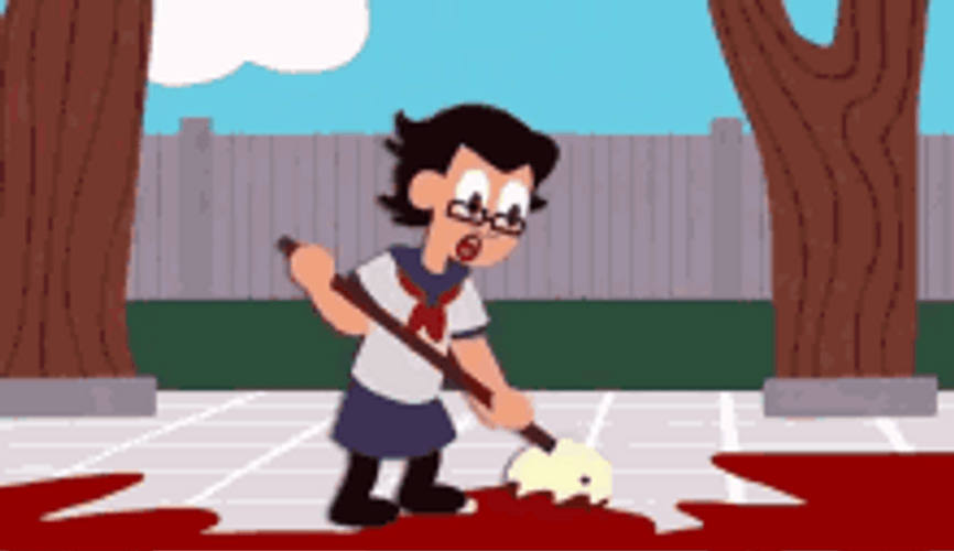 Yandere Simulator Animated Markiplier Mopping Blood Spin GIF