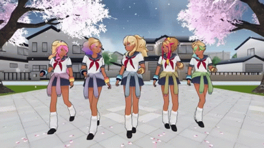 Yandere Simulator The Bullies Walking GIF