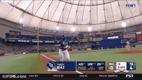 Yandy Diaz Standing On Baseball Field GIF