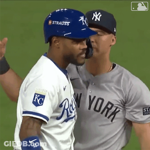Yankees And Royals Baseball Players Talking GIF