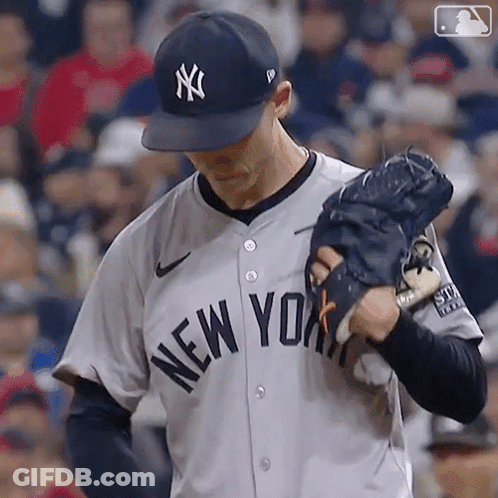Yankees Baseball Player Holding Glove GIF