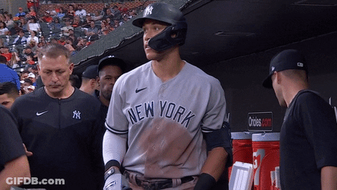 Yankees Baseball Player In Dugout GIF