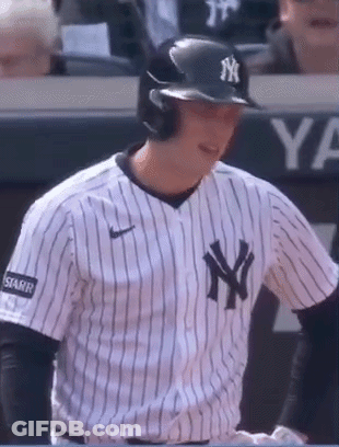Yankees Baseball Player In Striped Jersey GIF