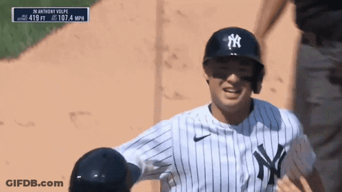 Yankees Baseball Player In Striped Shirt GIF