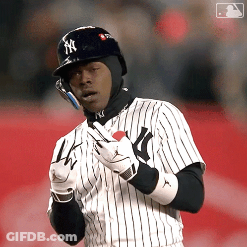 Yankees Baseball Player In Striped Uniform GIF
