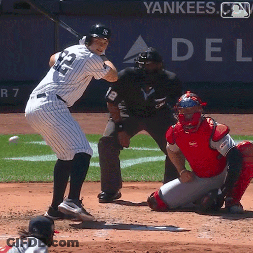 Yankees Baseball Player Swinging GIF