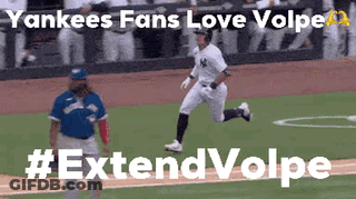 Yankees Fan Running Toward Player GIF