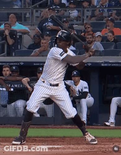 Yankees Player Swinging At Pitch GIF
